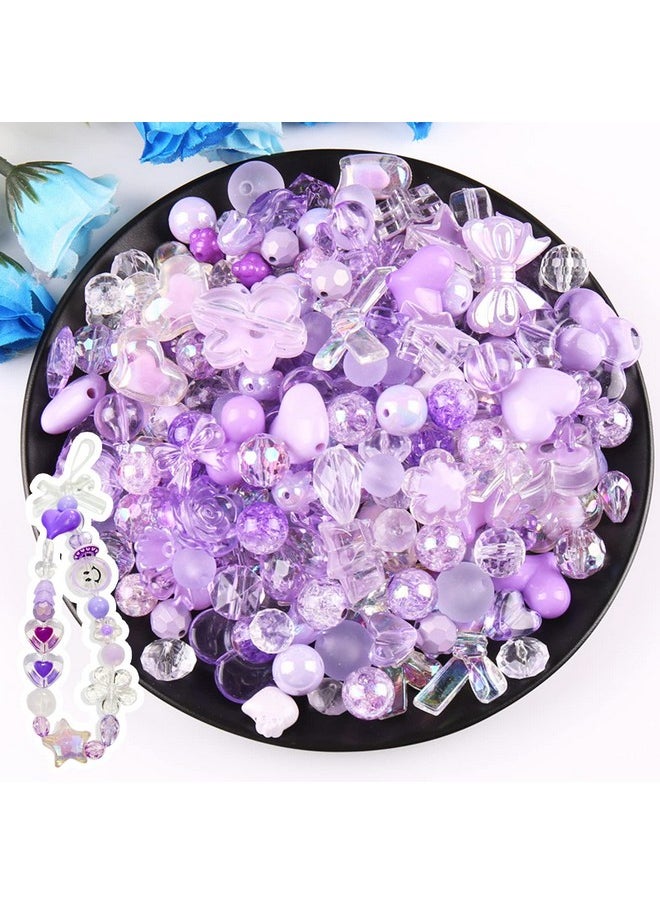 LadayPoa - 170~210Pcs Cute Assorted Beads For Jewelry Making Acrylic Kawaii Aesthetic Beads For Bracelets Making Flower Butterfly Beads Bulk Necklaces Diy Mobile Phone Chains (Blue Green Purple) - Image 1