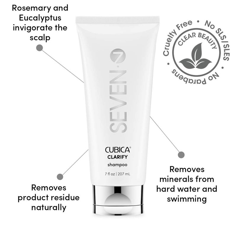 SEVEN Hair Care Cubica Clarifying Shampoo for Women & Men, Detox and Minimize Dry Scalp + Buildup with Rosemary, Eucalyptus & Rose Hip Oil, Cruelty Free, Sulfate Free, Made in USA, 7 oz - Image 1