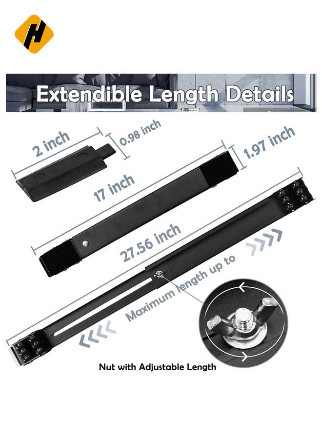 HuHa 4PCS Extendable Furniture Appliance Rollers with 24 Rollers & Brake – Heavy Duty Mover Tools for Washing Machines, Dryers, Refrigerators, Strong Base Stand, Mobile Wheels, Black - Image 3