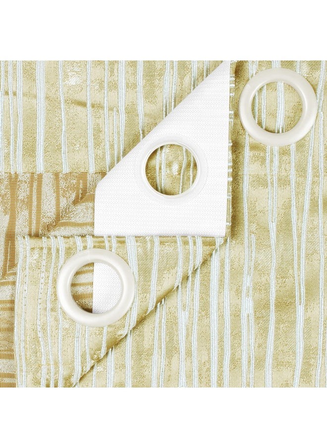 Story@Home Story@Home Room Darkening Door Curtains 7 Feet Set of 1 | Stripes Design Door Curtain | Thermal Insulated Curtains | Curtains for Living Room | (116 x 215 cm, Cream) | Perfect for Home Decor  - Image 4
