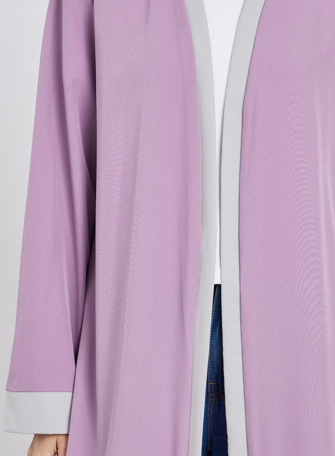 Take Two Women Purple Solid Contrast Trim Open Front Kimono - Image 3