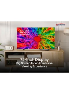 جينيرال جولد تلفزيون ذكي من General Gold بقياس 75 بوصة، بدقة 4K UHD، بنظام WebOS Hub، تصميم بدون إطار، تحكّم صوتي، بلوتوث، ويدعم Netflix وYouTube وPrime Video  - Image 2