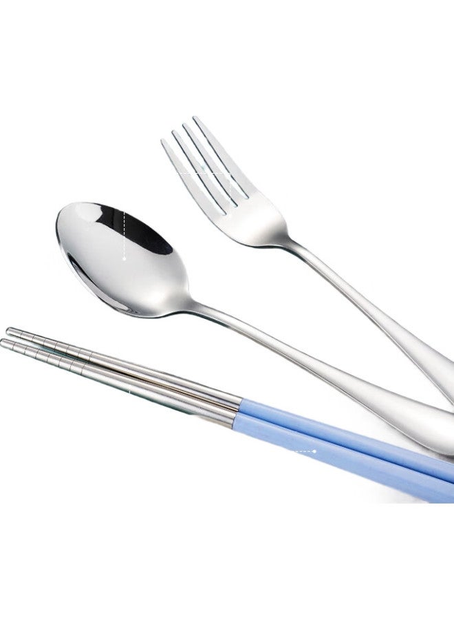 GRASEY Stainless Steel Chopsticks, Single-Person Set, Student Travel Chopsticks, Spoon, Fork, Box, Portable Cutlery Set, Four Pieces, Gy7501 - Image 2