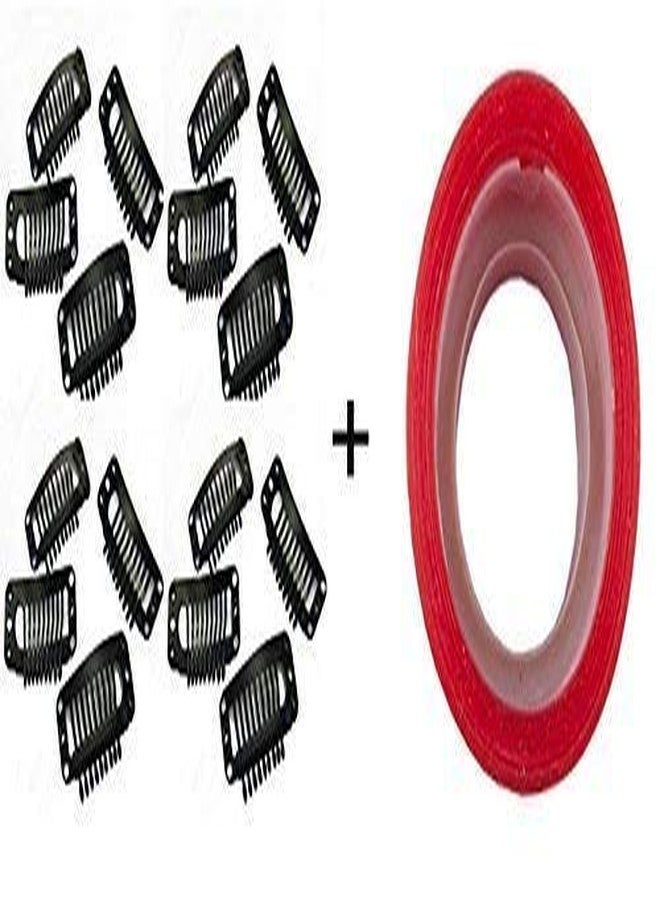 Foreign Holics Hair Extension Patches Wigs Clips And Tapes For Men And Women Wig And Extension Attachment Tape And Clip(12 Clips + Red Tape) - Image 2