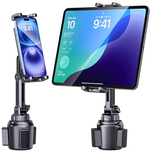 Uniwit Cup Holder Phone Tablet Mount for Car,Truck,360° Rotatable & Adjustable Arm Compatible with iPad iPhone Samsung Tab Kindle Fire HD Smartphones and Other 4.7-10" Devices - Image 1