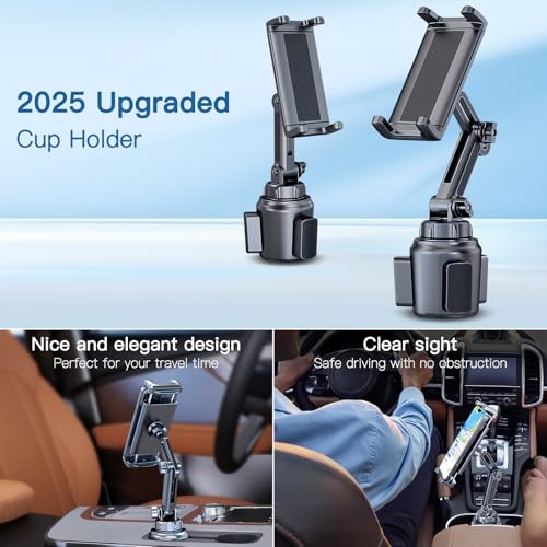 Uniwit Cup Holder Phone Tablet Mount for Car,Truck,360° Rotatable & Adjustable Arm Compatible with iPad iPhone Samsung Tab Kindle Fire HD Smartphones and Other 4.7-10" Devices - Image 2