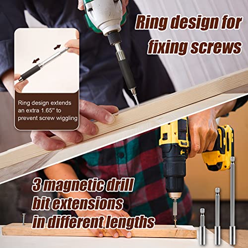 Dualshine Drill Bit Holder Extension 6Pc Flexible Magnetic Swiveling Bit Tip Holder Bar Set Chuck Adapter Extender Pivot Impact Driver Screw Pivoting Screwdriver Release Rotary Extender for Tight Space Corner - Image 3