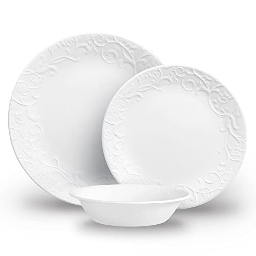 Corelle طقم أدوات المائدة كوريل 12 قطعة بيلا فايينزا لـ 4 أشخاص - زجاج أكثر متانة 3 مرات، نصف وزن السيراميك، حتى 80% معاد تدويره - Image 1