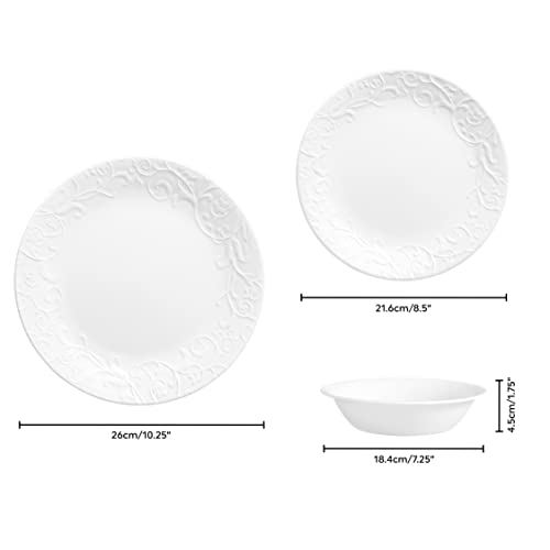 Corelle طقم أدوات المائدة كوريل 12 قطعة بيلا فايينزا لـ 4 أشخاص - زجاج أكثر متانة 3 مرات، نصف وزن السيراميك، حتى 80% معاد تدويره - Image 2