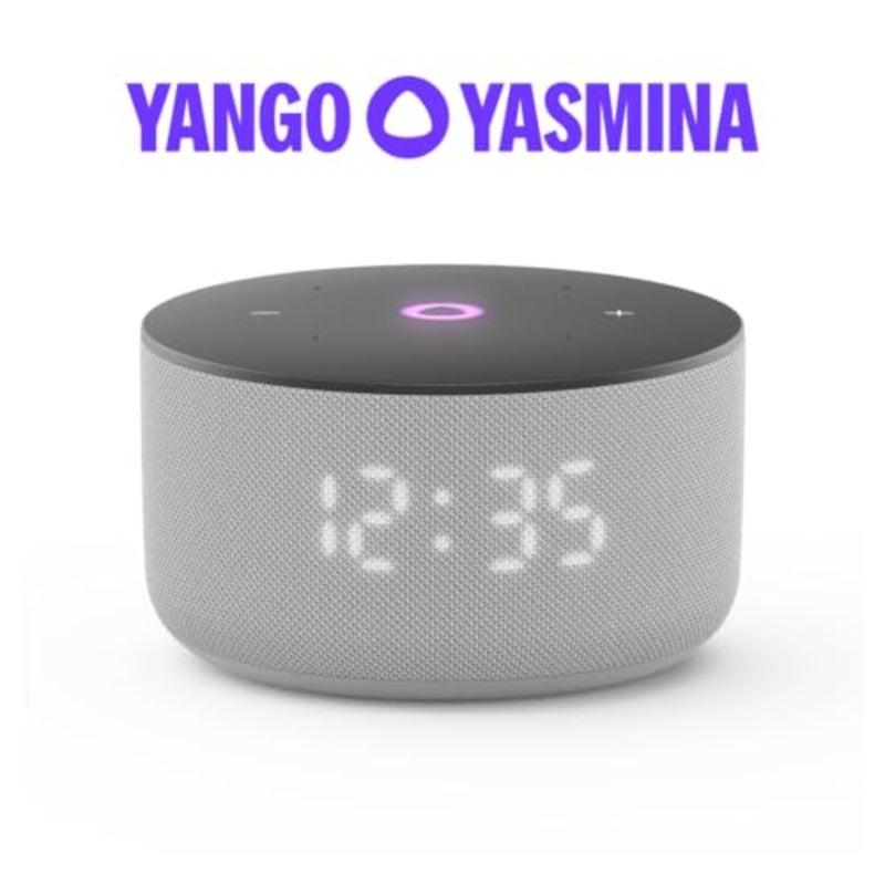 Yango Smart Speaker, AI Buddy, Arabic and English, 12W Sound, LED Display, Compact Speaker for Dorm Room and Small Apartment, Grey - Image 2
