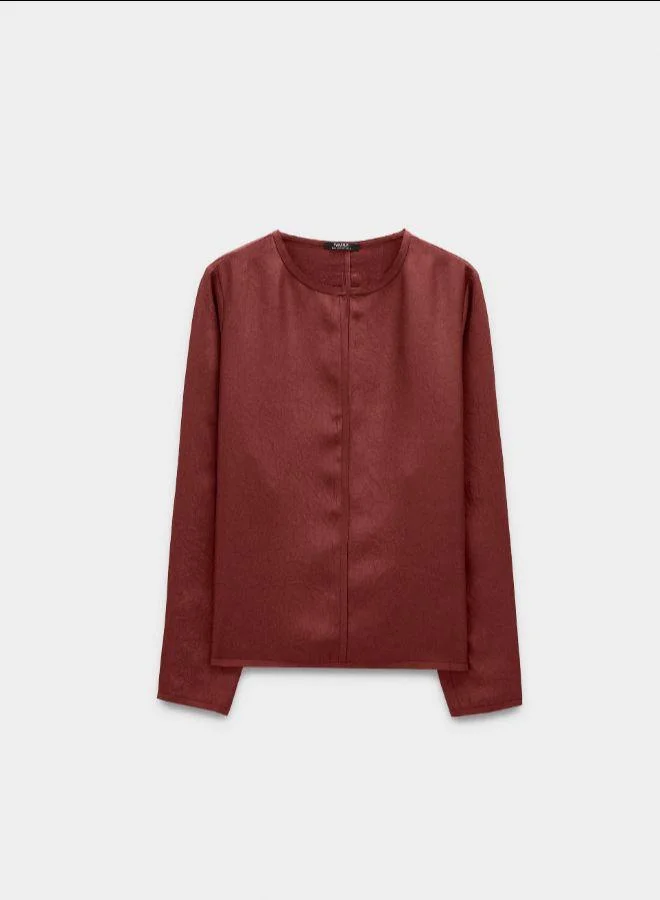 PARFOIS Red Wrinkled effect blouse for Women | Best Price UAE