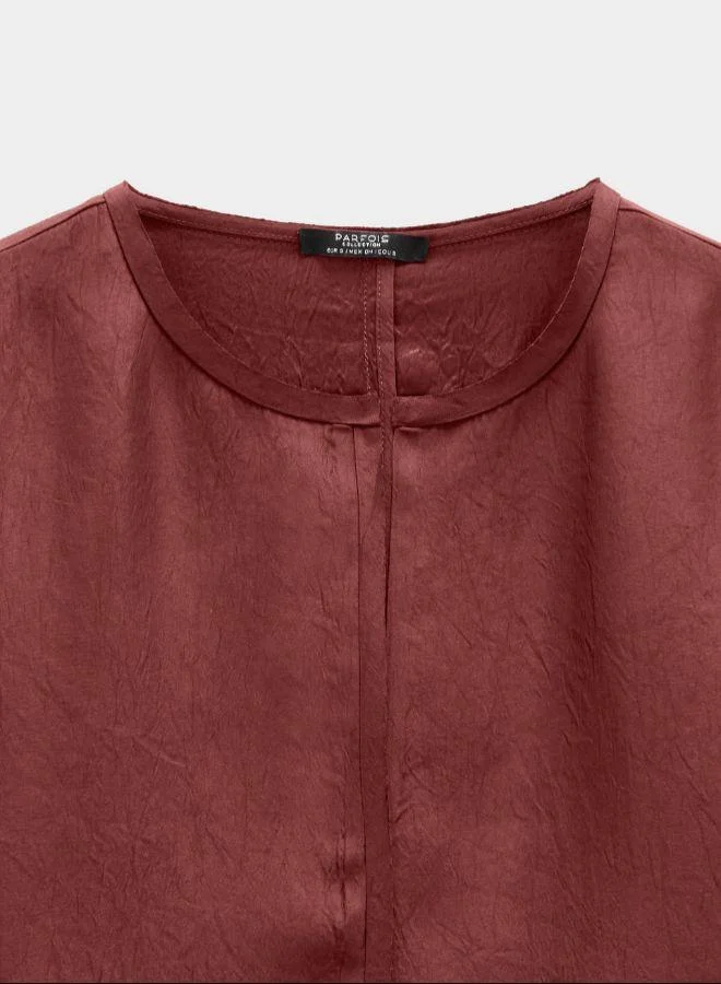 PARFOIS Red Wrinkled effect blouse for Women | Best Price UAE