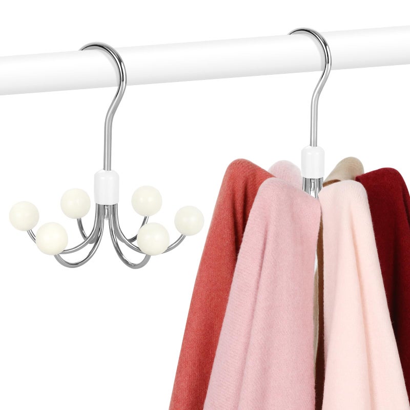 TOPIA HANGER Hoodie Hangers 2-Pack with 6 Wood Balls, 360Â°Swivel Purse Hanger, Scarf Hanger, Closet Hooks, Handbag Organizer, Bra Hanger, Accessory Organizers for Scarf, Tanktop, Hat, Hoodie CT43W - Image 1