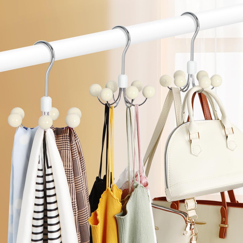 TOPIA HANGER Hoodie Hangers 2-Pack with 6 Wood Balls, 360Â°Swivel Purse Hanger, Scarf Hanger, Closet Hooks, Handbag Organizer, Bra Hanger, Accessory Organizers for Scarf, Tanktop, Hat, Hoodie CT43W - Image 5