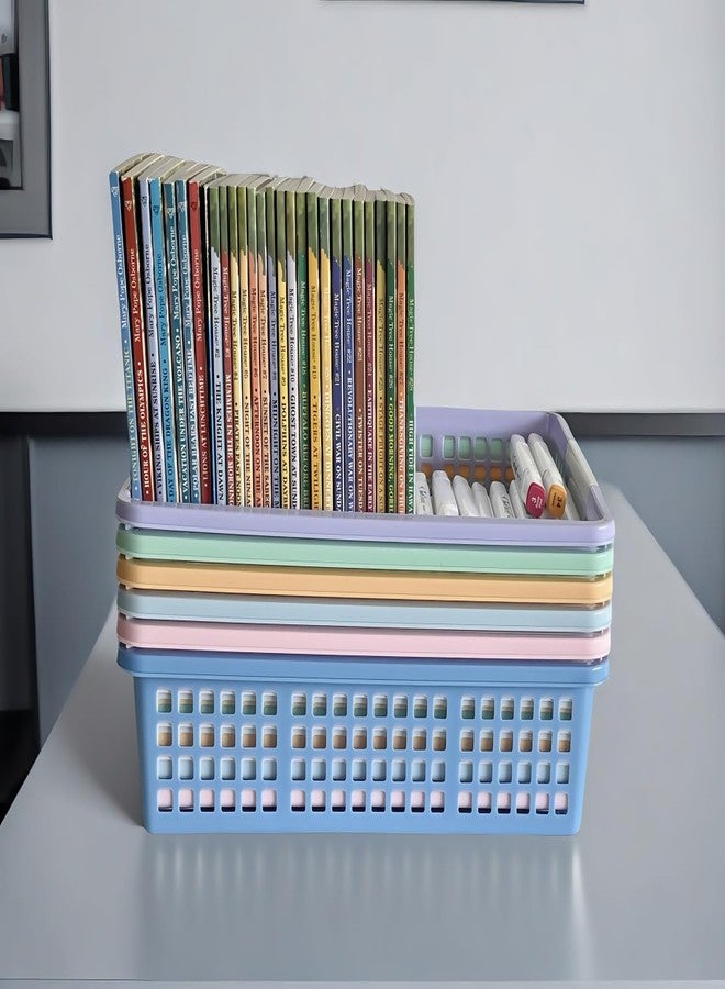 RAUVOLFIA 6 Pack Plastic Turn in Paper Trays for Classroom, Colorful Storage Bin Basket Organizers for School Supplies, Classroom Organization and Storage Tray Holds 4A Paper (Mixed Color) - Image 5