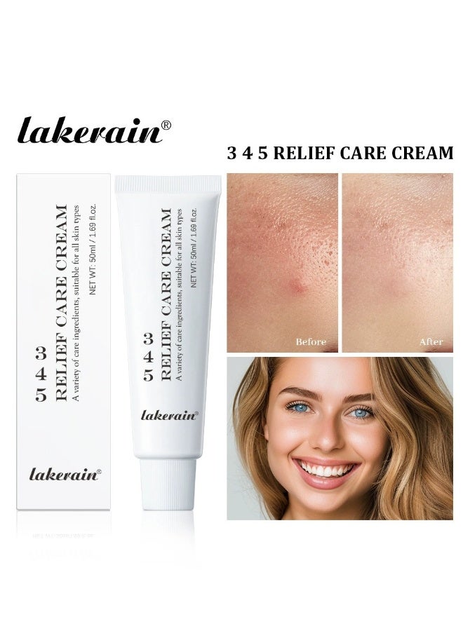 lakerain 345 Relief Care Cream, 345 Intensive Repair Cream, Soothing Moisturizer Barrier Cream for Face, Facial Cream Skin Care for Dry & Sensitive Skin- Lasting Hydration & Barrier Repair 50ml - Image 1