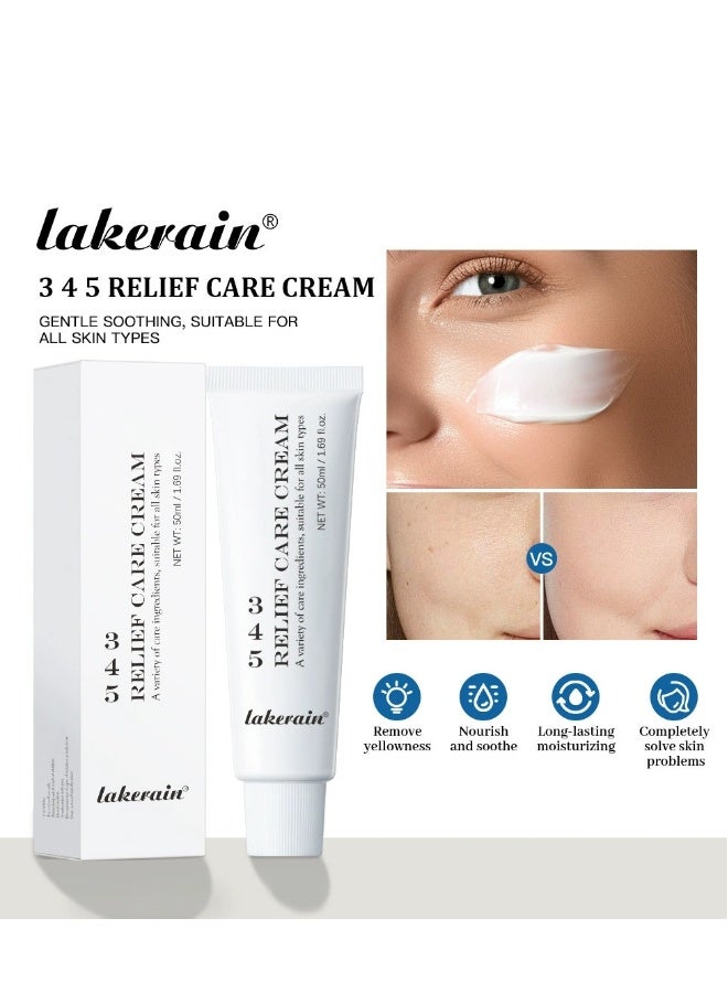 lakerain 345 Relief Care Cream, 345 Intensive Repair Cream, Soothing Moisturizer Barrier Cream for Face, Facial Cream Skin Care for Dry & Sensitive Skin- Lasting Hydration & Barrier Repair 50ml - Image 2
