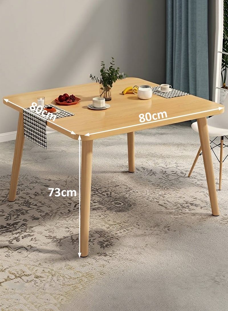 M-Smart 5-Piece Dining Table Set -  Solid Wood Dining Table 80x80x73CM with 4 Modern and Comfortable High-Quality Plastic Beige Chairs - Image 4