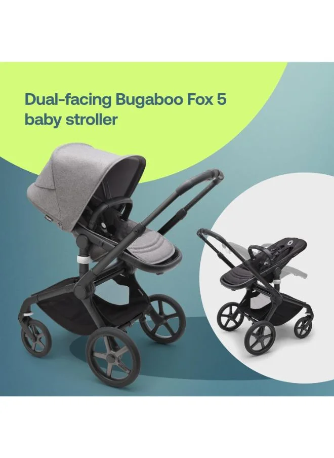 Bugaboo Fox 5 All - Terrain Stroller, 2 - In - 1 Baby Stroller With Full Suspension, Easy Fold, Spacious Bassinet, Extendable Toddler Seat, One - Handed Maneuver Ability ( Grey Melange)