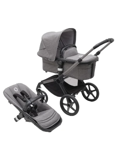 Bugaboo Fox 5 All - Terrain Stroller, 2 - In - 1 Baby Stroller With Full Suspension, Easy Fold, Spacious Bassinet, Extendable Toddler Seat, One - Handed Maneuver Ability ( Grey Melange)
