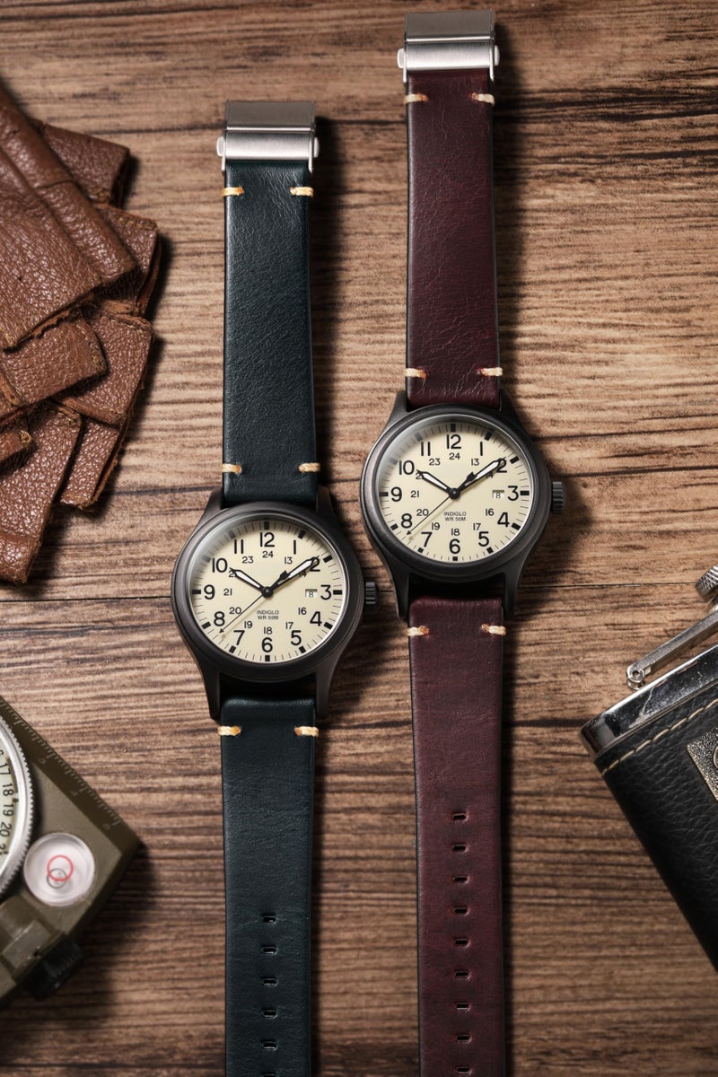 Getalia leather Watch Band Foldover Clasp Retro Oil wax Genuine Leather,18mm 19mm 20mm 21mm 22mm Quick Release Replacement Watch Straps for Men and Women (Red Band Width-20mm) - Image 5