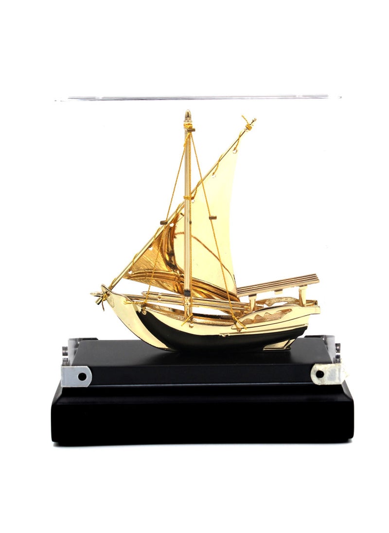 SOUVENIR GOLD PLATED DHOW WITH ACRYLIC COVER & BASE GIFT 6X13X16CM -MKG547-TT18393 - pzsku/Z77E97112C801904A1387Z/45/_/1652698056/930bf55e-6d99-4ec4-931c-d96cc0caf094