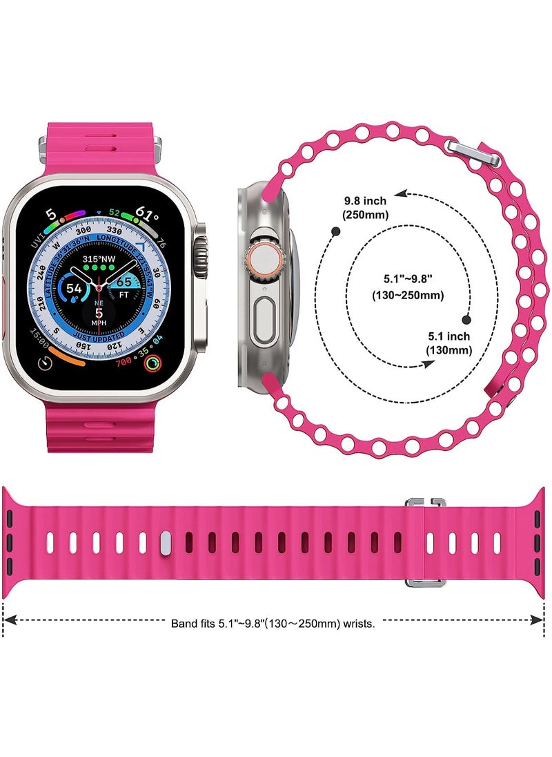 Color Fans - Soft Silicone Ocean Sports Strap Compatible Apple Watch 41mm 40mm 38mm for Men Women, Adjustible Watch Band for Apple Watch SE/Series 9/8/7/6/5/4/3/2/1 - Barbie Pink - Image 1