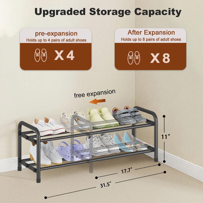 KANAV 2-Tier Expandable Shoe Rack, Adjustable Shoe Organizer & Storage for Closet, Small Space Saving Shoe Rack for Entryway, Bedroom, or Office â€“ Sturdy & Durable Design - Image 4