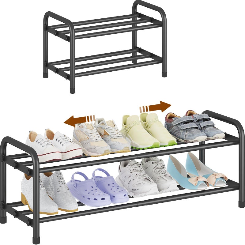 KANAV 2-Tier Expandable Shoe Rack, Adjustable Shoe Organizer & Storage for Closet, Small Space Saving Shoe Rack for Entryway, Bedroom, or Office â€“ Sturdy & Durable Design - Image 1