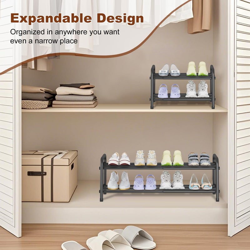 KANAV 2-Tier Expandable Shoe Rack, Adjustable Shoe Organizer & Storage for Closet, Small Space Saving Shoe Rack for Entryway, Bedroom, or Office â€“ Sturdy & Durable Design - Image 3