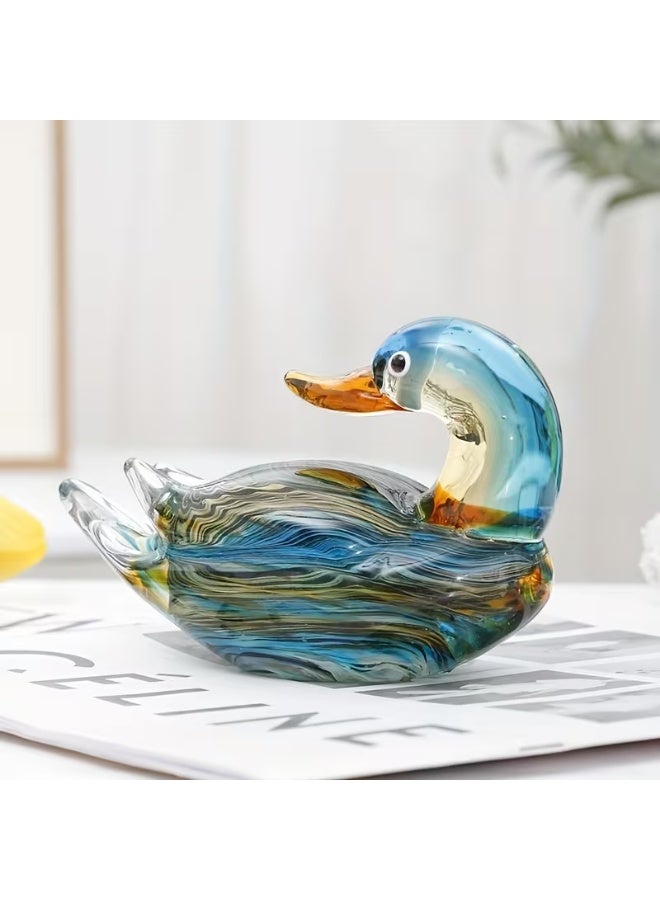 erorex Handcrafted Glass Duck Statue, Murano Glass Animal Figurine, Fashionable Glass Swan Duck Decor, Home & Office Ornament, Tabletop & Entryway Accent, Aquarium Scenery, Christmas Gift, Birthday Decor, No Power Needed - Image 1