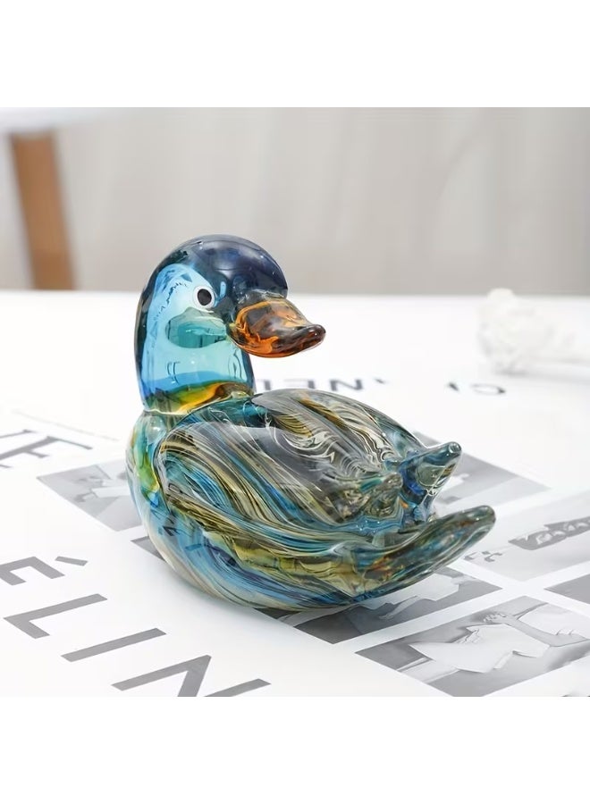 erorex Handcrafted Glass Duck Statue, Murano Glass Animal Figurine, Fashionable Glass Swan Duck Decor, Home & Office Ornament, Tabletop & Entryway Accent, Aquarium Scenery, Christmas Gift, Birthday Decor, No Power Needed - Image 3