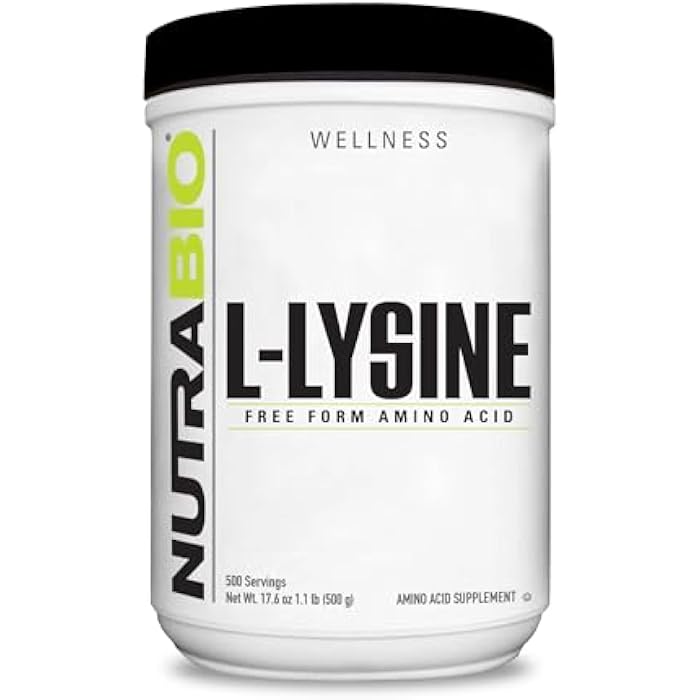 NutraBio L-Lysine Powder 500g – Essential Amino Acid for Protein Metabolism, Collagen Support, & Immune Health – Pure, Unflavored, Non-GMO, Vegan- 500 Servings - Image 1