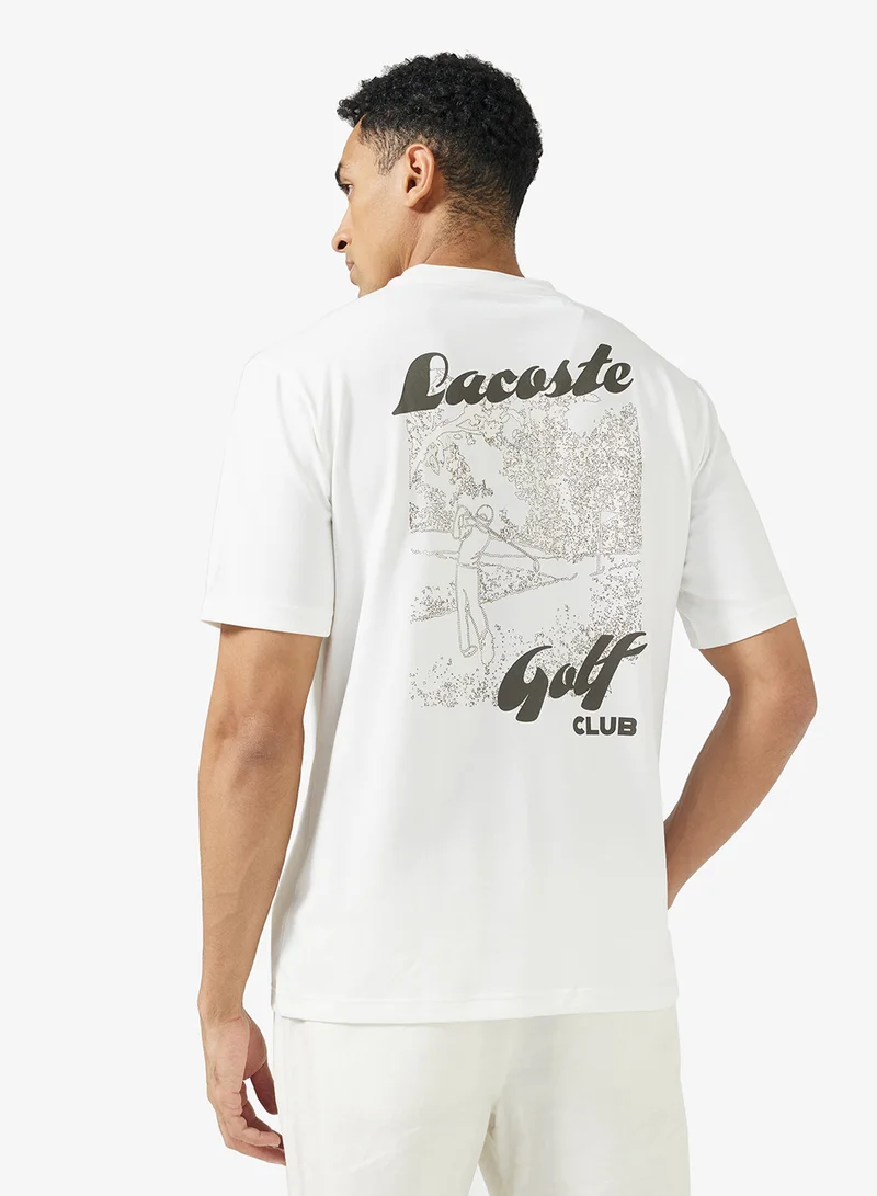 لاكوست Ultra Dry Back Print Crew Neck T-Shirt