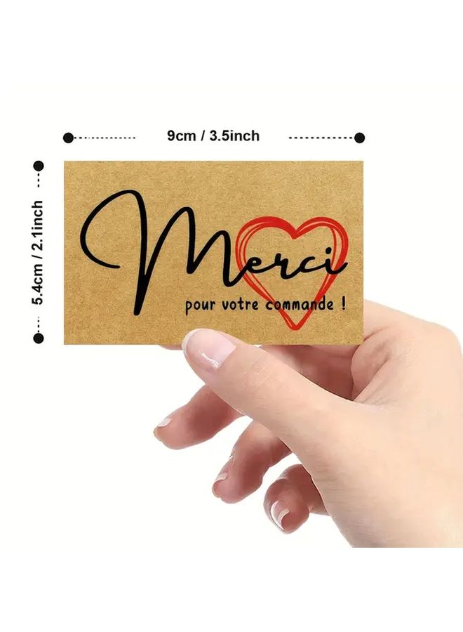 بطاقات شكر فرنسية بتصميم قلب مكونة من 50 قطعة "Merci" - خلفية فارغة للكتابة - رسالة أنيقة لهدايا الزفاف والأعمال - Image 3
