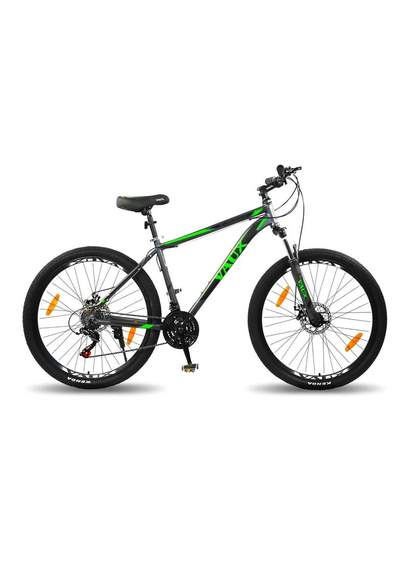 Vaux دراجة Vaux X-Mount Gear Cycle للرجال مقاس 27.5T بإطار من سبائك الألومنيوم وفرامل قرصية - دراجة جبلية متعددة السرعات للبالغين مع 21 ترسًا من شيمانو - نظام تعليق قابل للقفل - إطارات Kenda - رمادية  - Image 1