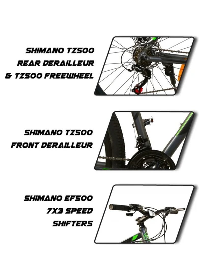 Vaux دراجة Vaux X-Mount Gear Cycle للرجال مقاس 27.5T بإطار من سبائك الألومنيوم وفرامل قرصية - دراجة جبلية متعددة السرعات للبالغين مع 21 ترسًا من شيمانو - نظام تعليق قابل للقفل - إطارات Kenda - رمادية  - Image 5
