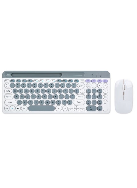 Retro Wireless Bluetooth Keyboard Mouse ComboWhite White