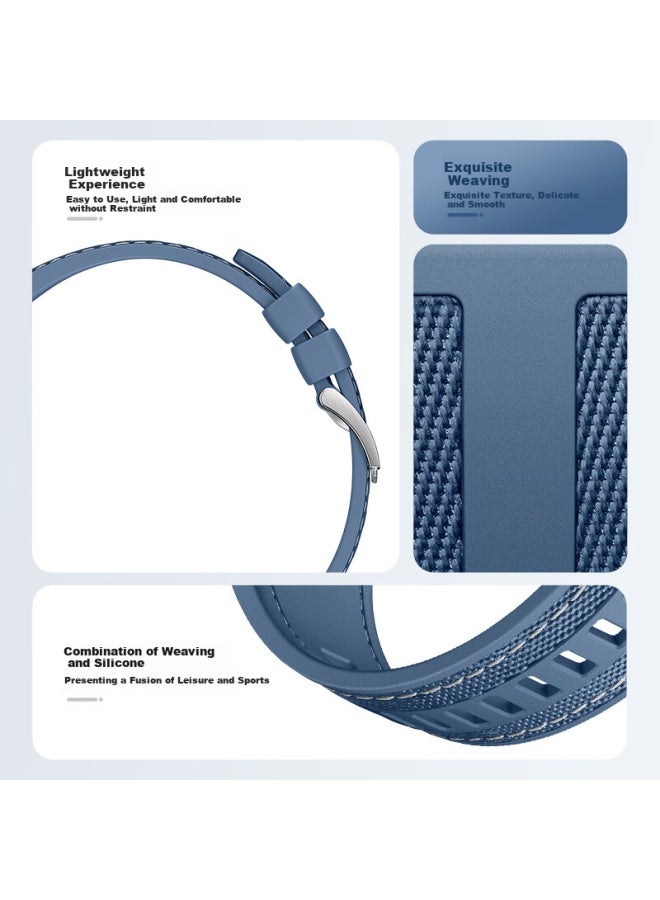 Wei Qiantu Wqth Nylon Silicone Composite Watch Strap For Huawei Watch Gt5/5Pro/Watch5/4/4Pro/3/3Pro/Gt4/3/2 | 46/48Mm Dial [Pato Blue] - Image 5