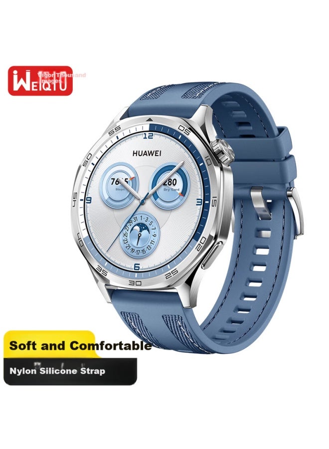 Wei Qiantu Wqth Nylon Silicone Composite Watch Strap For Huawei Watch Gt5/5Pro/Watch5/4/4Pro/3/3Pro/Gt4/3/2 | 46/48Mm Dial [Pato Blue] - Image 1