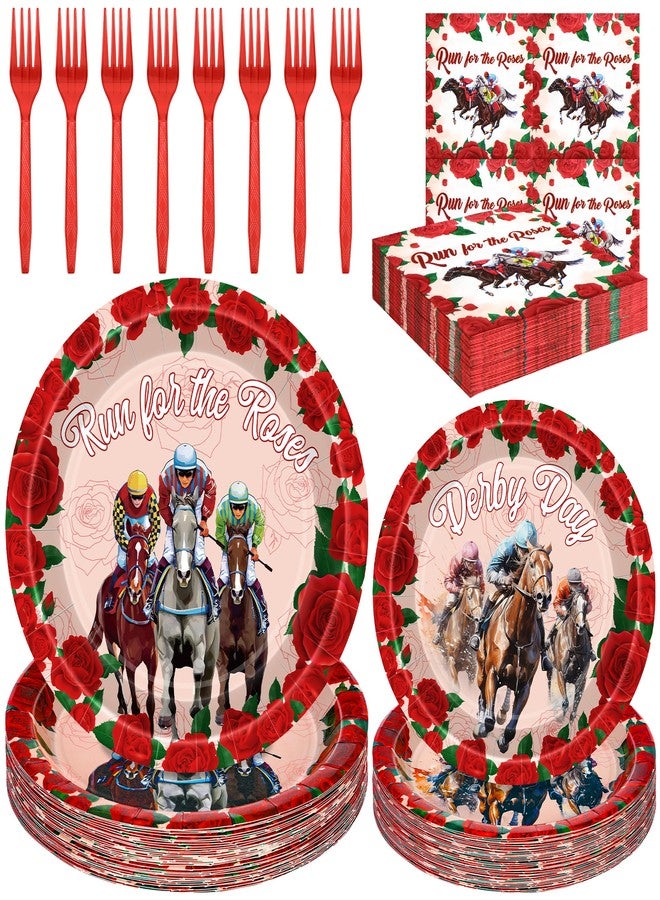 QZYL 96PCS Derby Plates and Napkins Sets, Paper Kentucky Horse Party Decorations - Image 1
