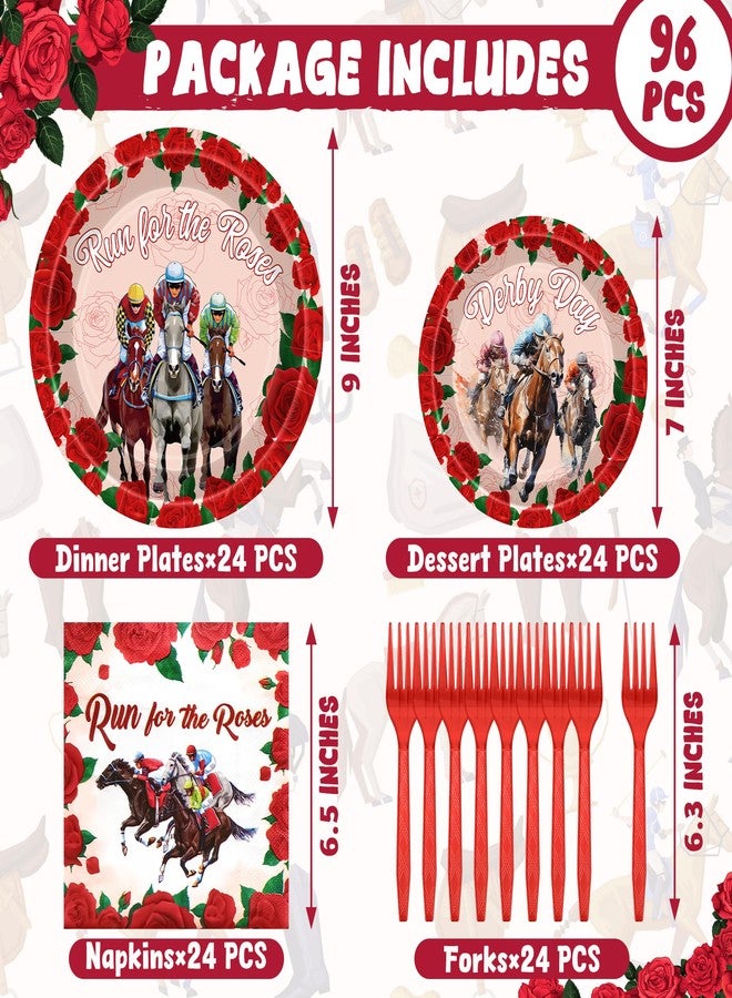 QZYL 96PCS Derby Plates and Napkins Sets, Paper Kentucky Horse Party Decorations - Image 2