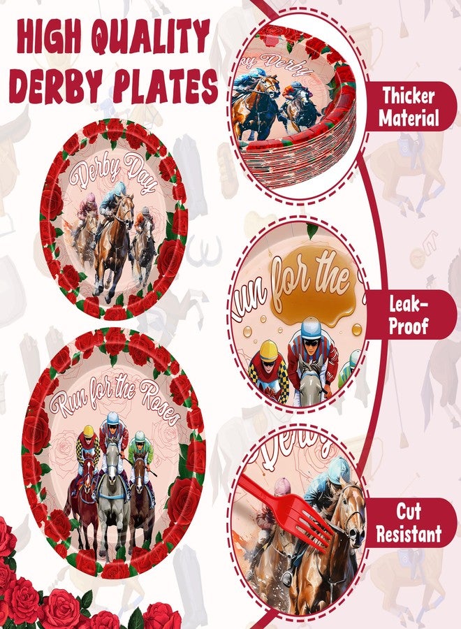 QZYL 96PCS Derby Plates and Napkins Sets, Paper Kentucky Horse Party Decorations - Image 3