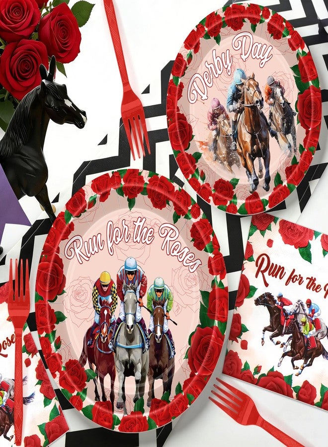 QZYL 96PCS Derby Plates and Napkins Sets, Paper Kentucky Horse Party Decorations - Image 5