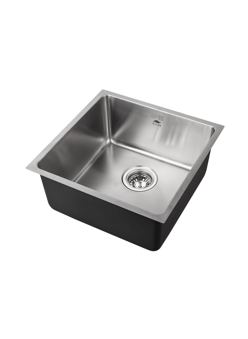 ميلين حوض غسيل فردي فاخر مثبت أسفله وأعلى - فولاذ مقاوم للصدأ 304، عازل للصوت، بلمسة نهائية ساتانية - MS4408، ضمان لمدة 3 سنوات - Image 1