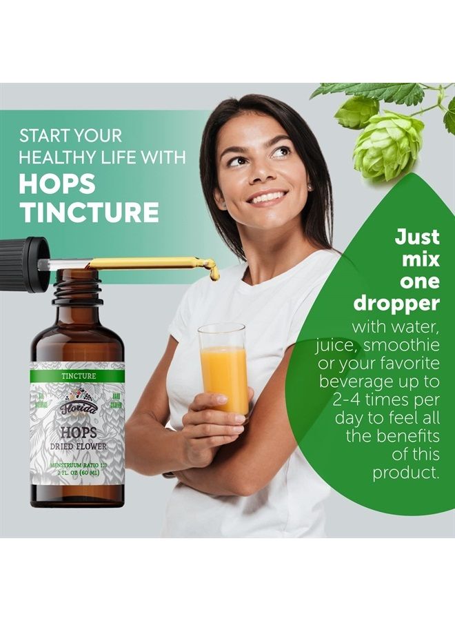 FLORIDA HERBS صبغة القفزات، قطرات مستخلص القفزات العضوي (Humulus Lupulus) الأزهار المجففة - غير معدلة وراثيًا 2 أونصة - Image 2