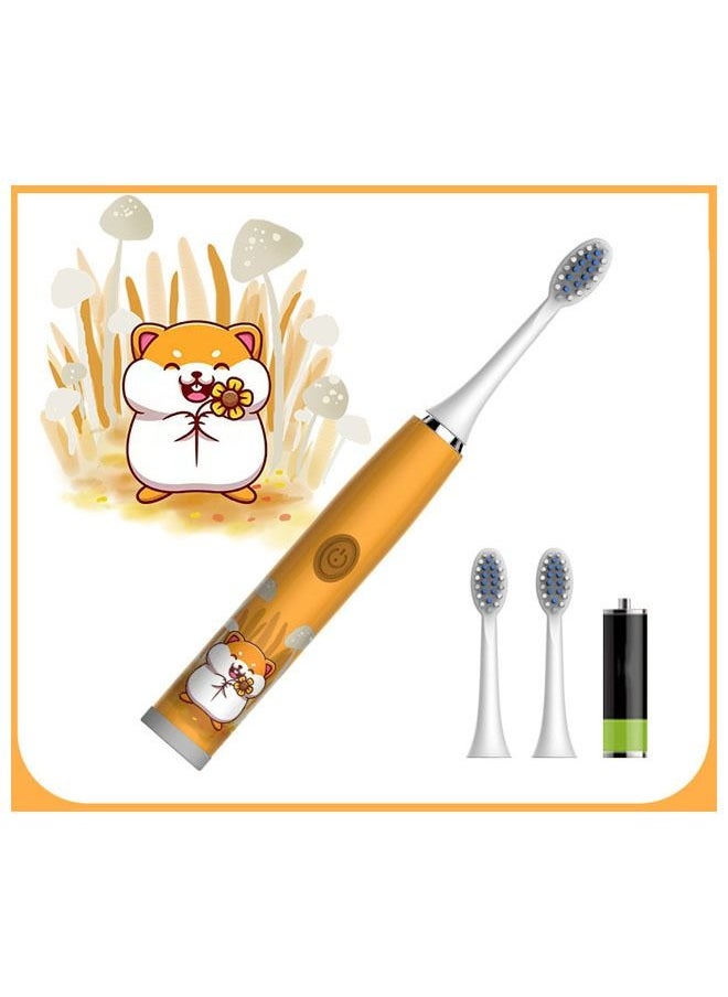 ZCM-HAPPY Hamster Electric Children's Toothbrush Super Soft Waterproof Teeth Cleaning Artifact Battery Powered (3 Heads)  - Image 1