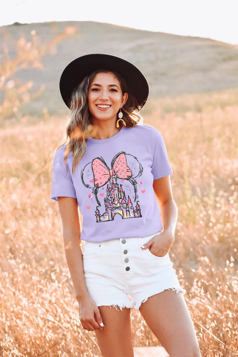 TAOHONG Women Magic Kingdom Shirt Castle Graphic Shirts Casual Family Vacation Holiday T Shirt Cute Short Sleeve Tee Top Purple - Image 5