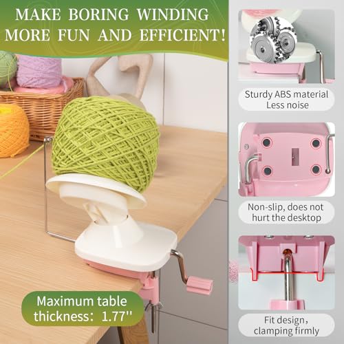 SPEENSUN Yarn Winder for Crocheting, Yarn Spinner, 3.5 OZ Easy-to-Install and Efficiently Yarns Cake Winder with Lower Noise for Yarns Below Size 5, Best for Crochet and Knitting Lover - Image 4