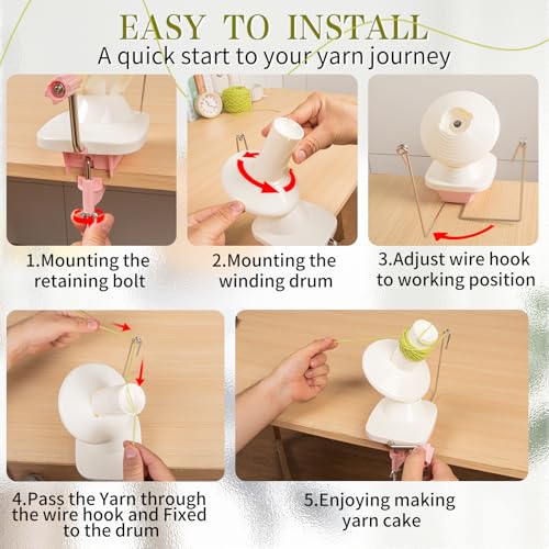SPEENSUN Yarn Winder for Crocheting, Yarn Spinner, 3.5 OZ Easy-to-Install and Efficiently Yarns Cake Winder with Lower Noise for Yarns Below Size 5, Best for Crochet and Knitting Lover - Image 3